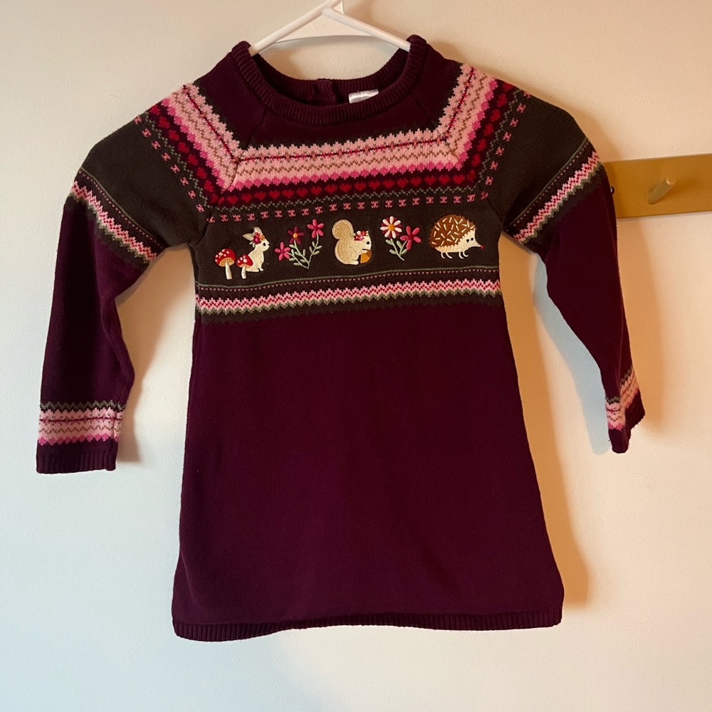 Gymboree woodland Knit Sweater dress- Purple and Pink